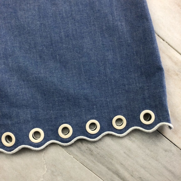J.Crew Chambray Scalloped Top With Grommets Tall - Picture 5 of 8